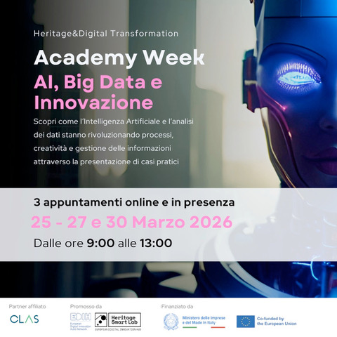 Academy Week “Heritage & Digital Transformation” – Progetto EDIH HSL il 25, 27 e 30 marzo al CNR a Tito